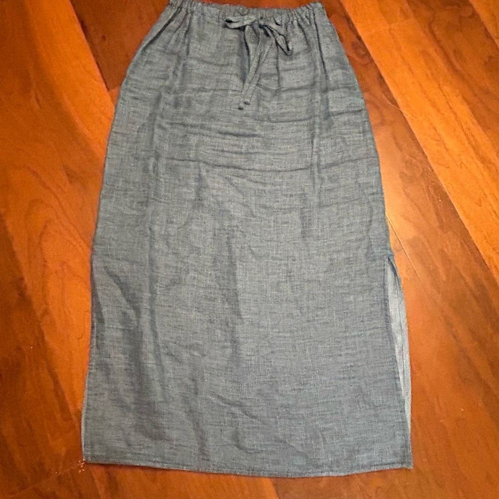 Kasper women’s 100% linen side slit midi skirt size 10‎